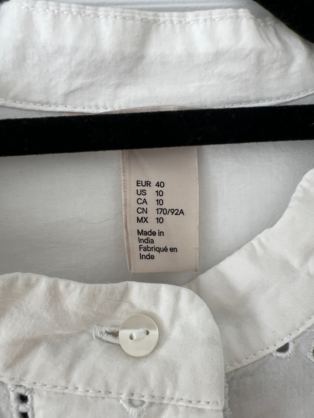 H&M White Eyelet Ruffle Button-Up Blouse - Picture 2 of 3